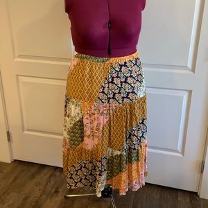 Coldwater Creek Multicolor Patchwork Midi Skirt